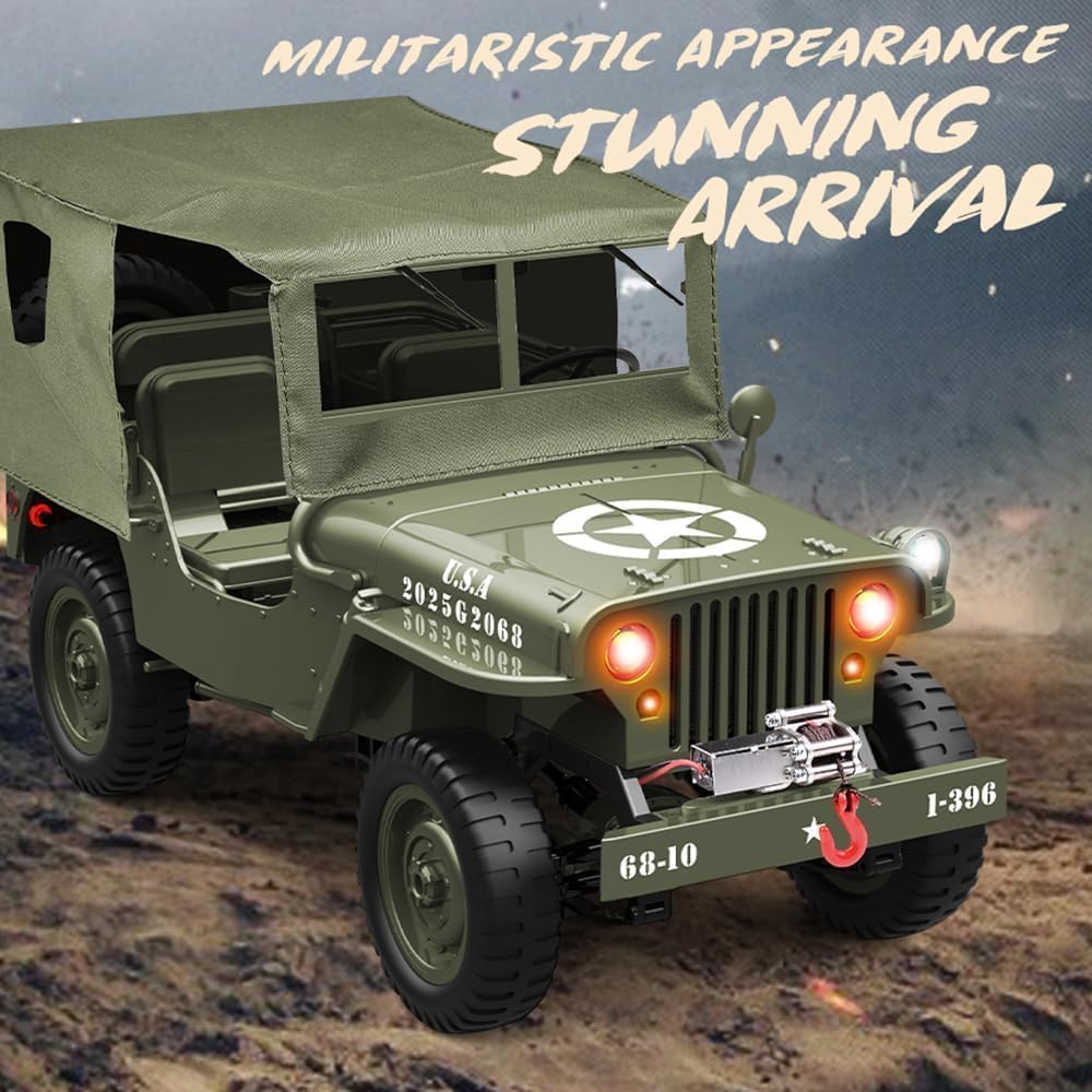 【MASU】JEEP Military 1/10 RTR ジープ グレー RABJET 1:10 Scale Military Jeep Model RC Car,4 WD Off Road Vehicle